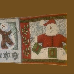 Festive Snowman Penguin Holiday Tapestry table runner